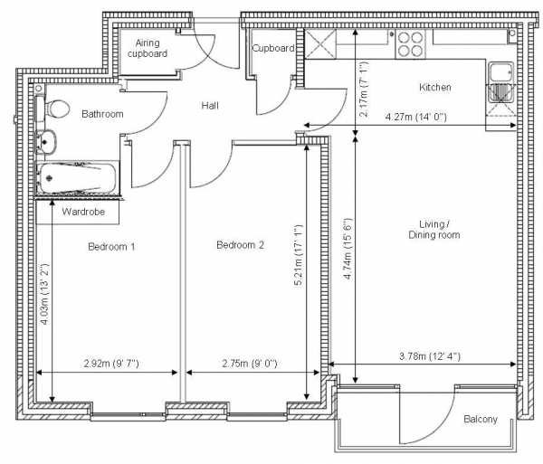 Floor Plan Image for 2 Bedroom Apartment for Sale in Croxley Road, Hemel Hempstead