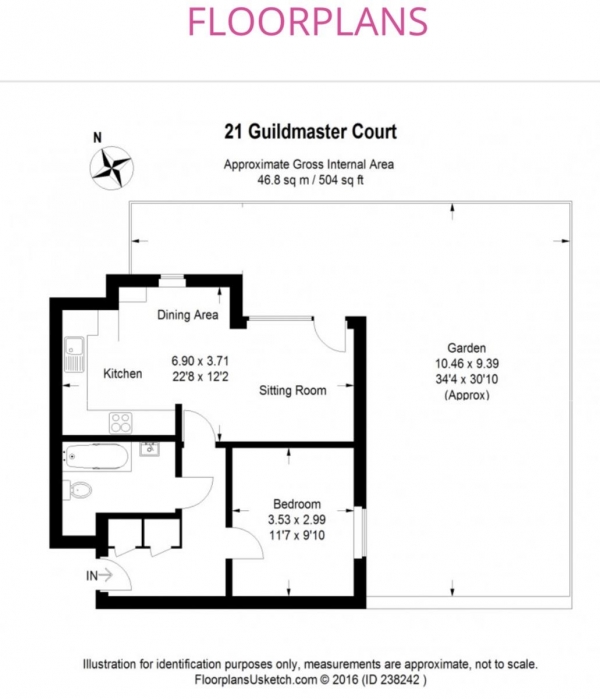 Floor Plan Image for 1 Bedroom Flat to Rent in Guildmaster Court, High Wycombe