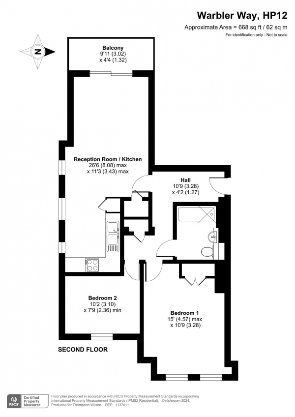 Floor Plan Image for 2 Bedroom Flat for Sale in Warbler Way