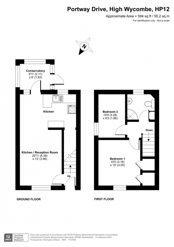 Floor Plan Image for 2 Bedroom End of Terrace House for Sale in Portway Drive, High Wycombe