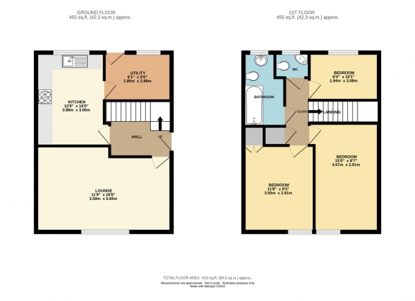 Floor Plan Image for 3 Bedroom End of Terrace House for Sale in Cherry Way Slough