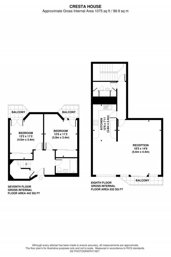 Floor Plan Image for 2 Bedroom Duplex to Rent in Cresta House, Finchley Road, London, NW3
