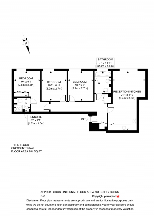 Floor Plan Image for 3 Bedroom Flat for Sale in Belverdere, Bedford Row, London, WC1R