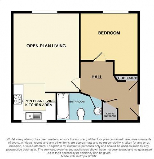 Floor Plan for 1 Bedroom Apartment to Rent in Tame Road, Oldbury, B68, 0LA - £115 pw | £500 pcm