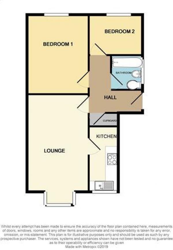 Floor Plan for 2 Bedroom Flat for Sale in Sandy Lane, Great Barr, B42, 2QG -  &pound125,000