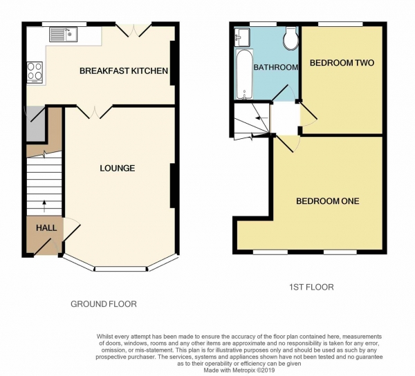 Floor Plan for 2 Bedroom End of Terrace House for Sale in Old Oscott Lane, Great Barr, Birmingham, B44, 8TU - Offers Over &pound150,000