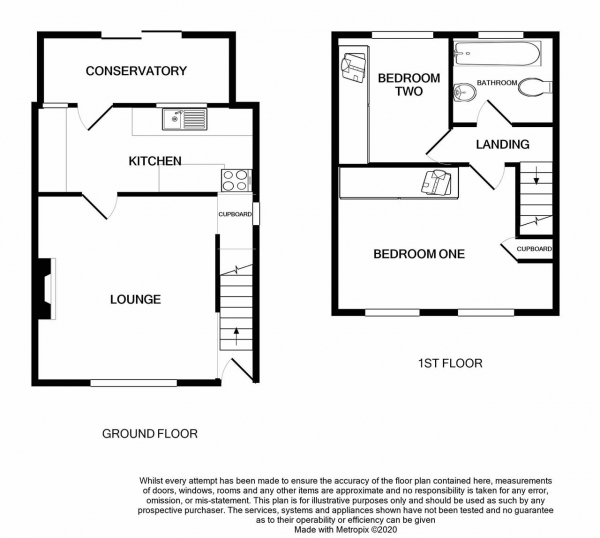 Floor Plan for 2 Bedroom Terraced House for Sale in Swains Grove, Kingstanding, B44, 9QG - Offers Over &pound130,000