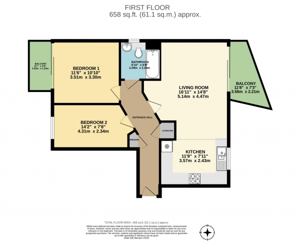 Floor Plan Image for 2 Bedroom Flat for Sale in Clifford Way, Maidstone