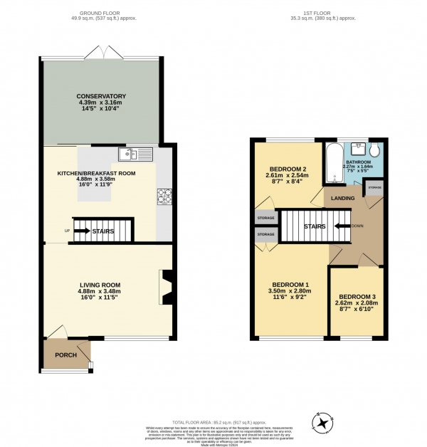 Floor Plan Image for 3 Bedroom Terraced House for Sale in Ploughmans Way, Rainham