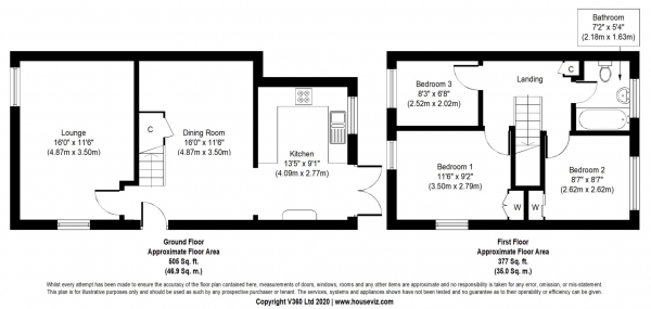 Floor Plan for 3 Bedroom End of Terrace House for Sale in Ploughmans Way, Rainham, Kent, Rainham, ME8, 8LH - Offers in Excess of &pound290,000