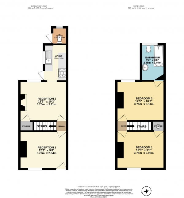 Floor Plan for 2 Bedroom End of Terrace House for Sale in Church Road, Swanscombe, DA10, 0HP - Offers in Excess of &pound270,000