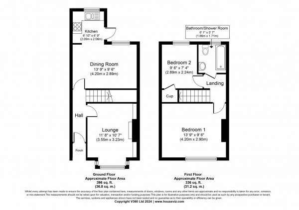 Floor Plan for 2 Bedroom Terraced House for Sale in Longhill Avenue, Chatham, ME5, 7AR - Offers in Excess of &pound200,000