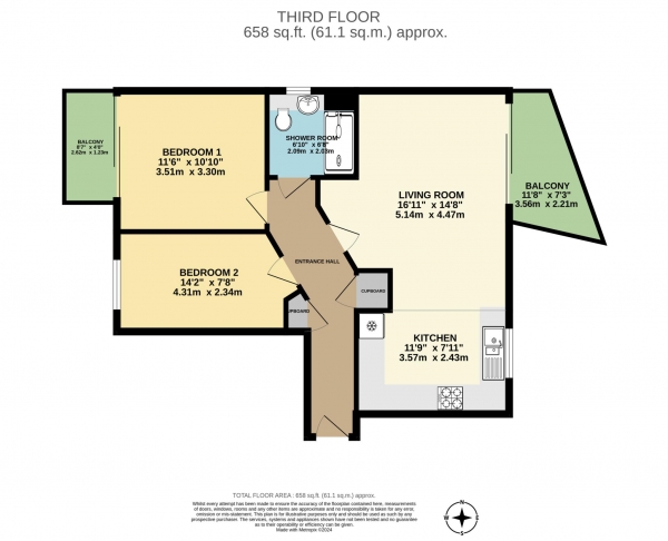 Floor Plan Image for 2 Bedroom Flat for Sale in Clifford Way, Maidstone