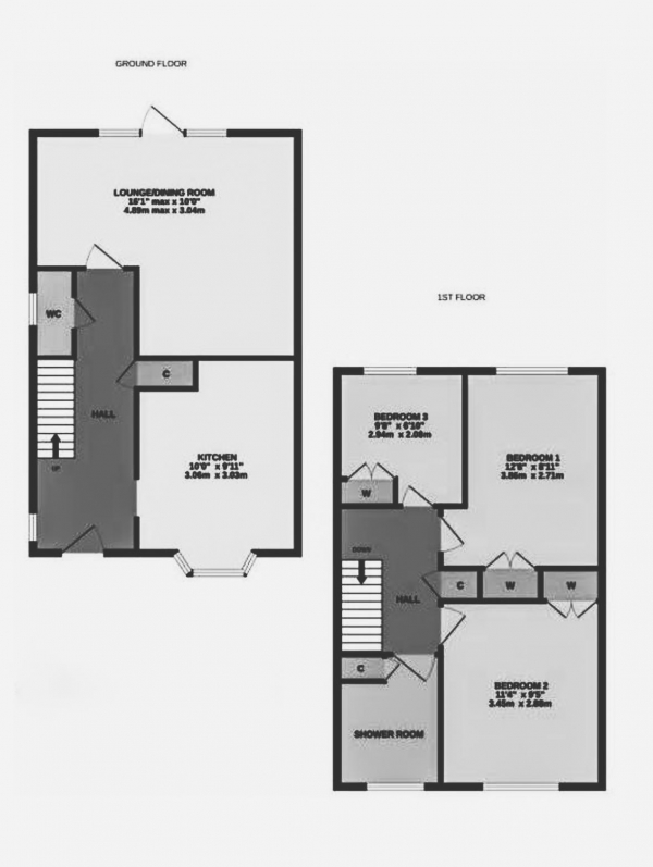 Floor Plan Image for 3 Bedroom Semi-Detached House for Sale in Scott Close, Ditton