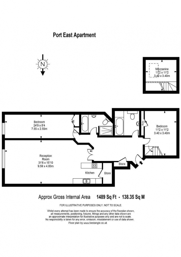 Floor Plan Image for 2 Bedroom Apartment to Rent in PORT EAST, WEST INDIA QUAY, E14