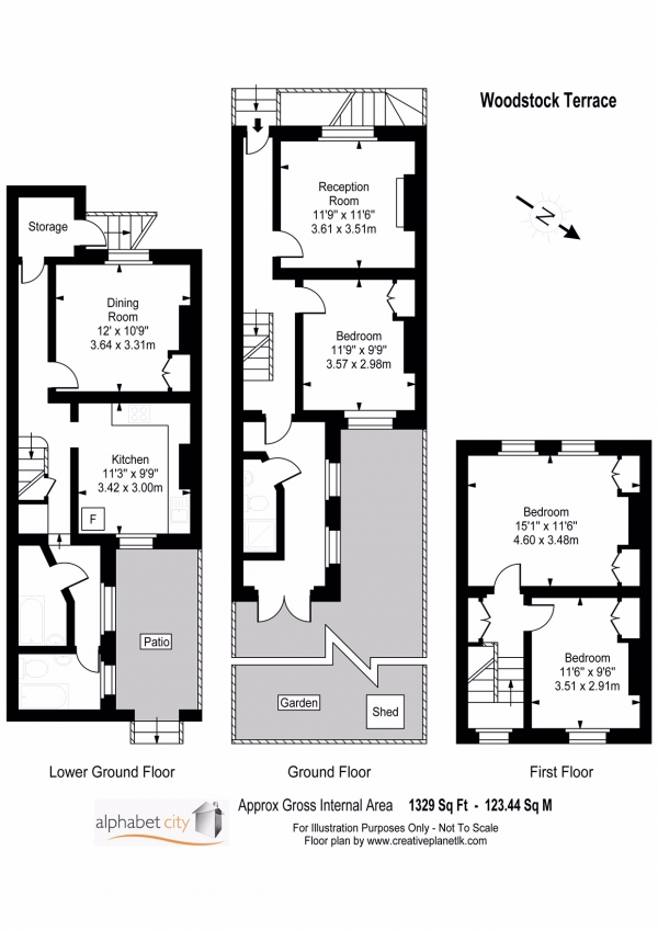 Floor Plan Image for 4 Bedroom Terraced House for Sale in WOODSTOCK TERRACE, DOCKLANDS E14