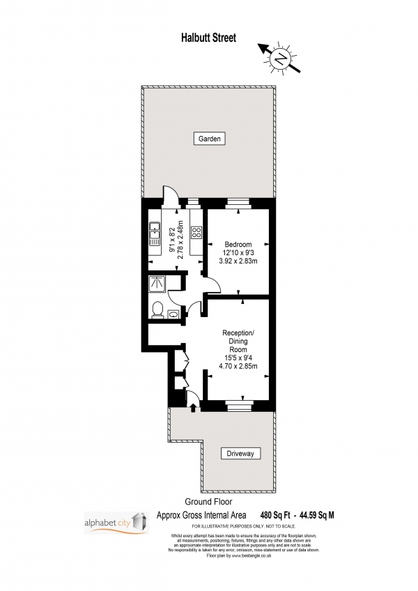 Floor Plan Image for 1 Bedroom Apartment for Sale in HALBUTT STREET, DAGENHAM RM9