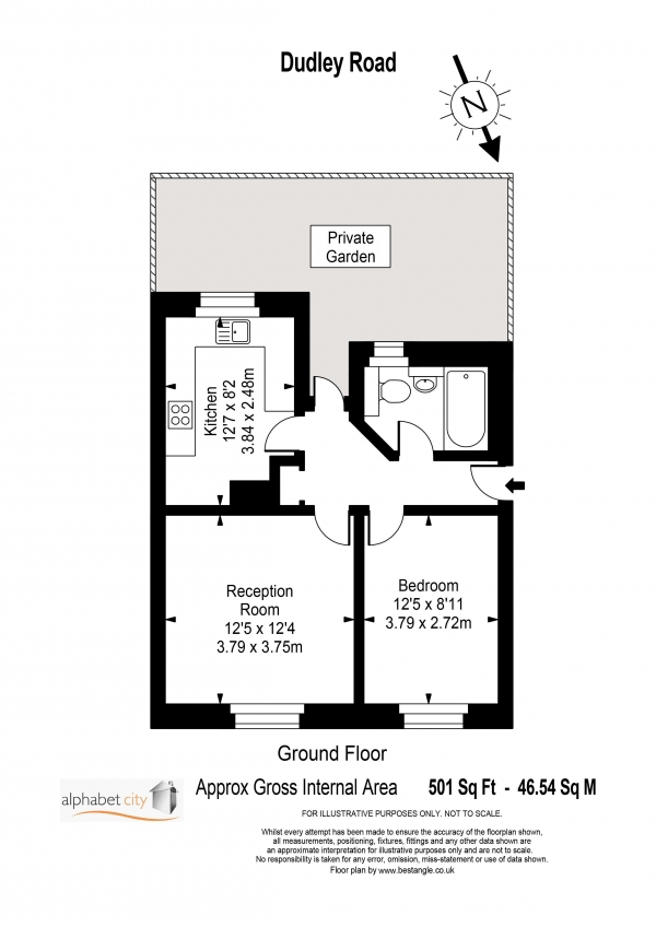 Floor Plan Image for 1 Bedroom Ground Flat for Sale in DUDLEY ROAD, ROMFORD RM3