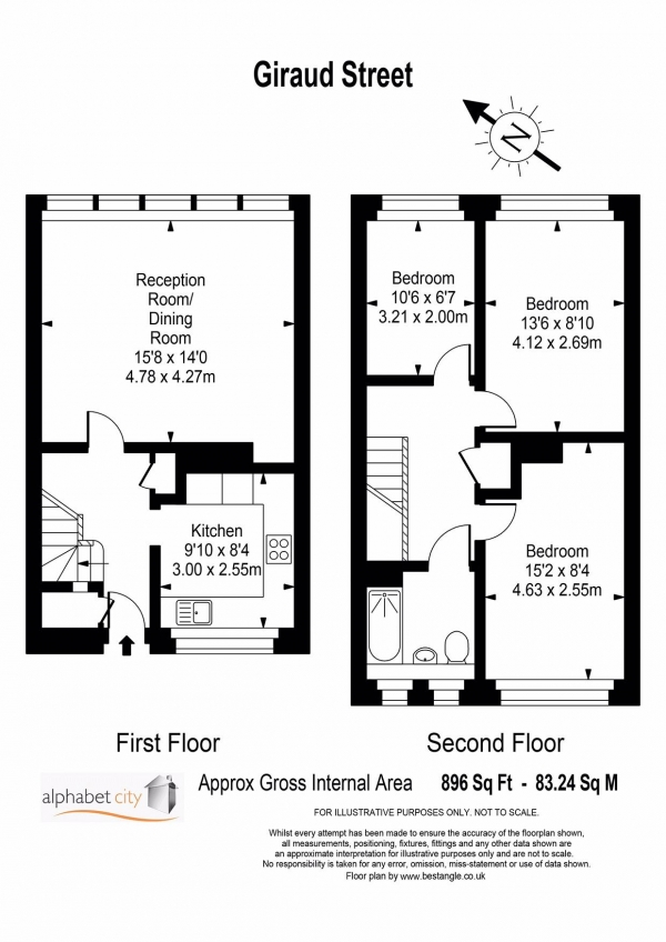 Floor Plan Image for 3 Bedroom Maisonette to Rent in GIRAUD ST, POPLAR E14