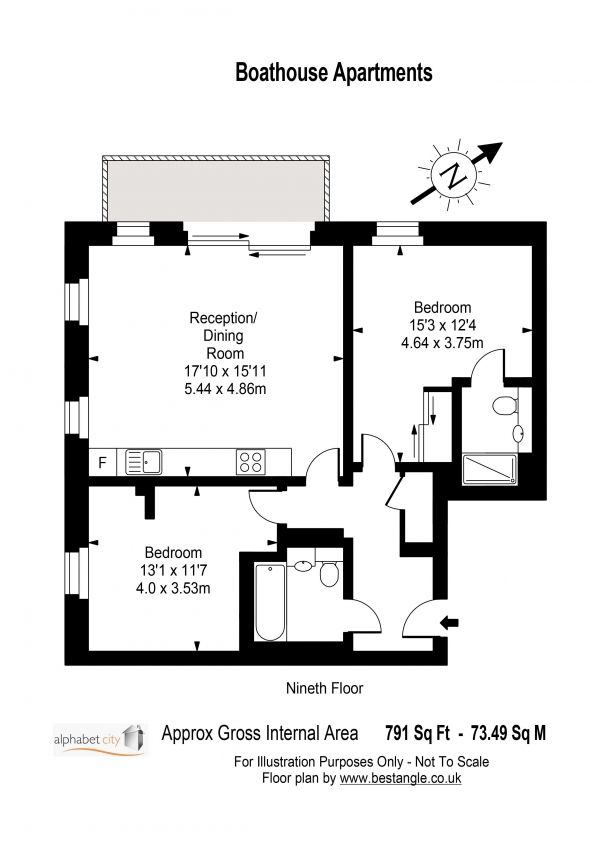 Floor Plan Image for 2 Bedroom Penthouse for Sale in BOATHOUSE APARTMENTS, COTALL ST E14