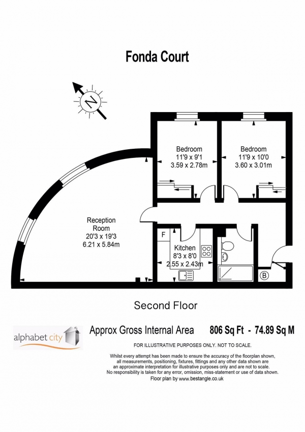 Floor Plan Image for 2 Bedroom Apartment for Sale in Fonda Court, Limehouse E14