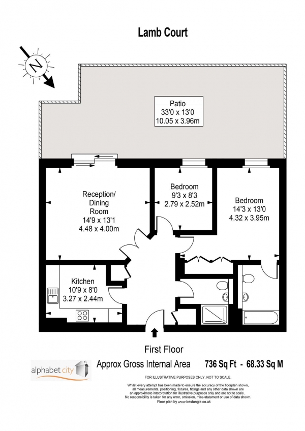 Floor Plan Image for 2 Bedroom Apartment to Rent in Lamb Court, Narrow Street, Limehouse E14