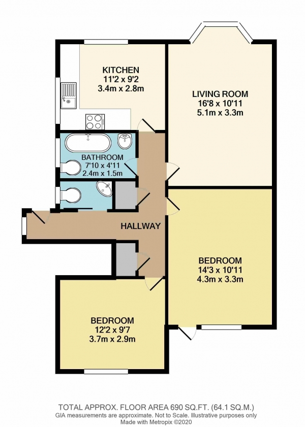 Floor Plan for 2 Bedroom Maisonette for Sale in Sterling Avenue, EDGWARE, Middlesex, HA8 8BP, HA8, 8BP - Guide Price &pound290,000