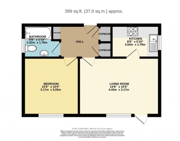 Floor Plan Image for 1 Bedroom Flat for Sale in Juniper Court, College Hill Road, Harrow Weald, Middlesex, HA3 7JF