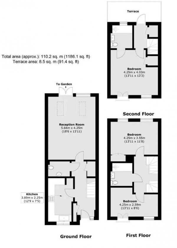 Floor Plan Image for 3 Bedroom Terraced House for Sale in Edgecumbe Avenue, Colindale, London, NW9 4AT