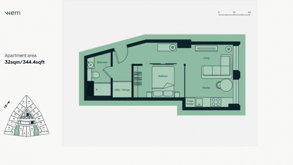 Floor Plan Image for Studio Flat for Sale in Wembley Point, Harrow Road, Wembley, Middlesex, HA9 6DE