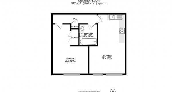 Floor Plan for 1 Bedroom Ground Flat to Rent in Woodland Court, Soothouse Spring, Childwick Green, St Albans AL3 6NR, Childwick Green, AL3, 6NR - £323  pw | £1400 pcm