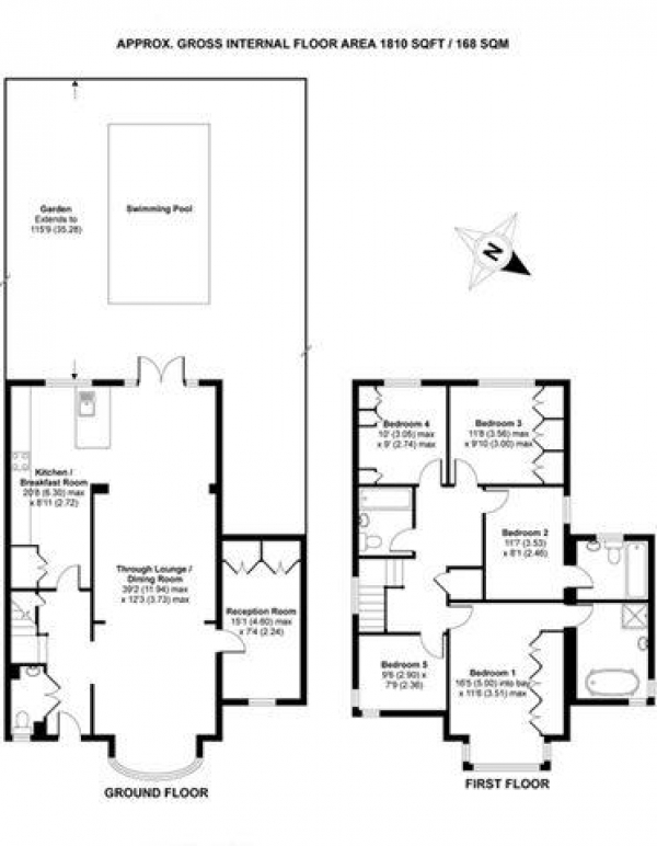 Floor Plan Image for 5 Bedroom Detached House to Rent in Edgwarebury Lane, EDGWARE, Middlesex, HA8 8QJ