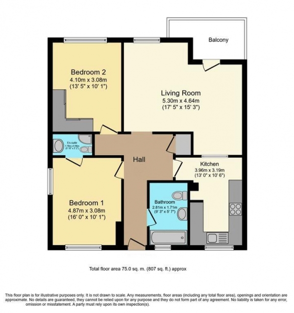 Floor Plan Image for 2 Bedroom Flat to Rent in Dennis Lane, Stanmore, Middlesex, HA7 4JF