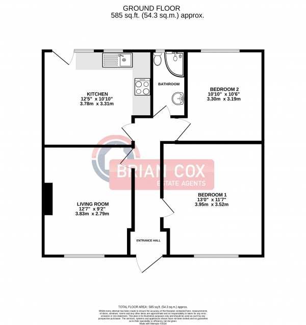 Floor Plan for 2 Bedroom Apartment for Sale in Queensbury Circle Parade, HA3 9HH, HA3, 9HH -  &pound300,000