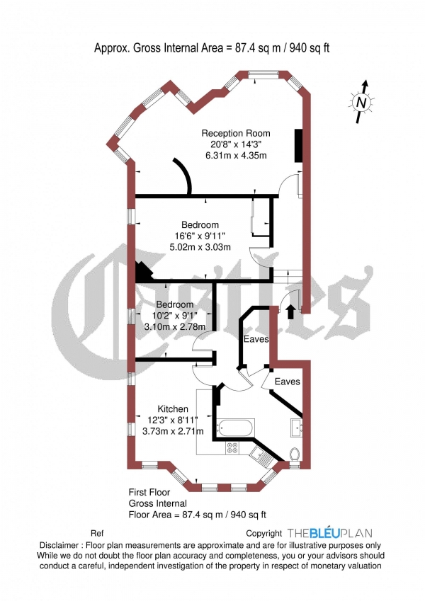 Floor Plan Image for 2 Bedroom Apartment for Sale in Fairfield Gardens, N8