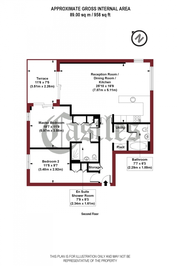 Floor Plan Image for 2 Bedroom Apartment for Sale in 5D Eden House, N8