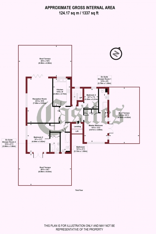 Floor Plan Image for 3 Bedroom Apartment for Sale in The Penthouse, Kenilworth Lodge, N8