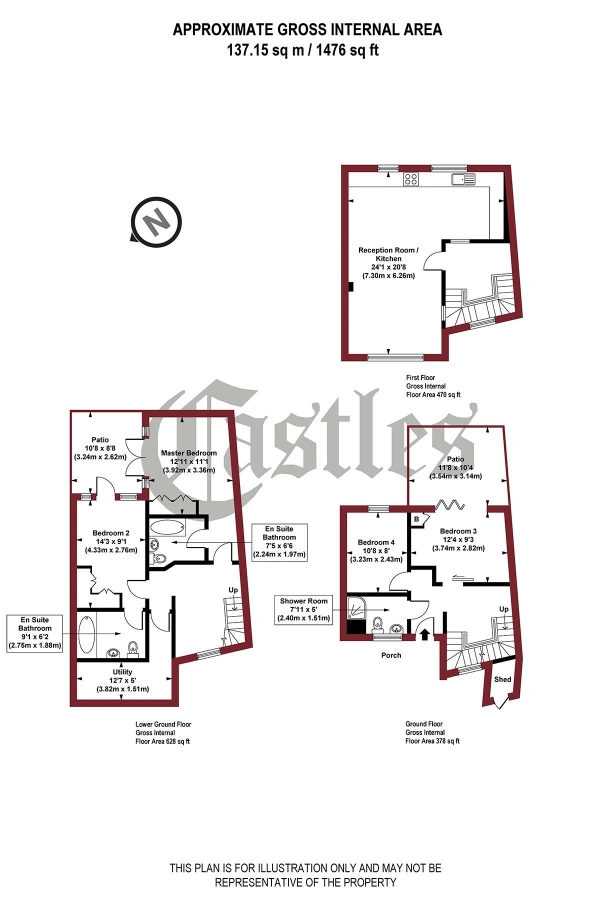 Floor Plan Image for 4 Bedroom Terraced House for Sale in Harvey Mews, Harvey Road, N8