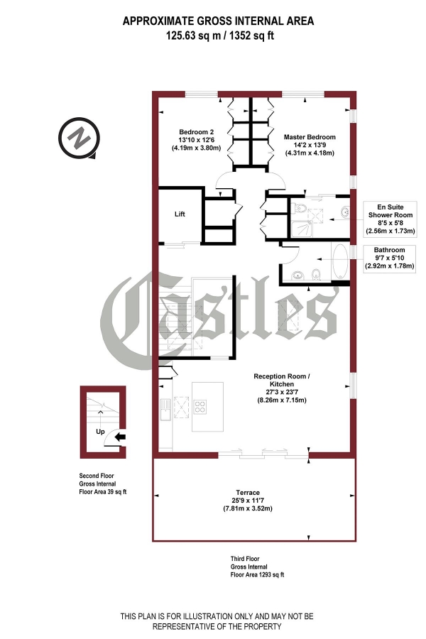 Floor Plan Image for 2 Bedroom Apartment for Sale in Duplex Penthouse, Eden House, N8