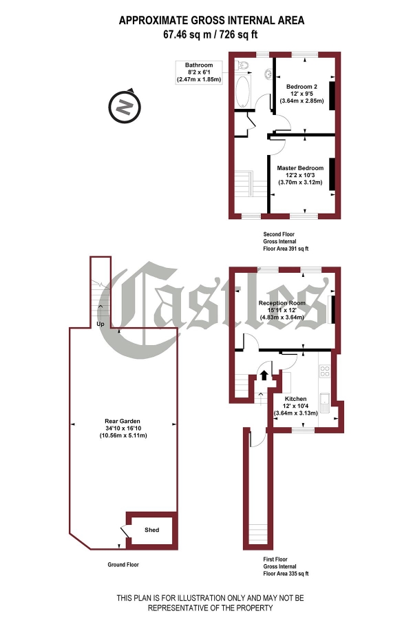 Floor Plan Image for 2 Bedroom Apartment for Sale in Shaftesbury Road, N19