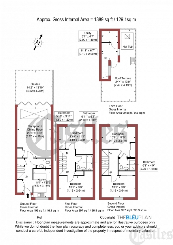 Floor Plan Image for 4 Bedroom End of Terrace House for Sale in Chimes Terrace, Tottenham Lane, N8