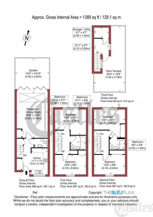 Floor Plan Image for 4 Bedroom Property for Sale in Chimes Terrace, Tottenham Lane, N8