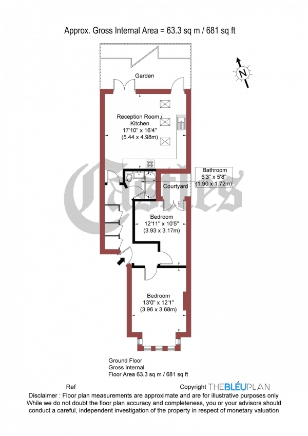 Floor Plan Image for 2 Bedroom Apartment for Sale in Nelson Road, N8