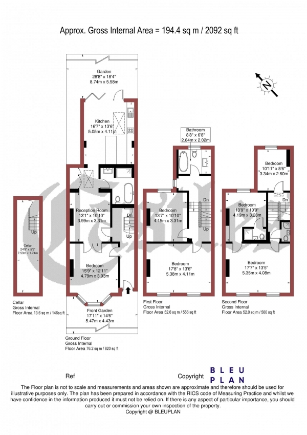 Floor Plan Image for 5 Bedroom Terraced House for Sale in Florence Road, N4