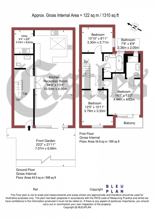 Floor Plan Image for 3 Bedroom Terraced House for Sale in 8 Printworks, Crouch End, N8