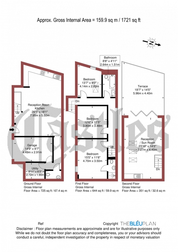 Floor Plan Image for 3 Bedroom End of Terrace House for Sale in The Mews, High Street, N8