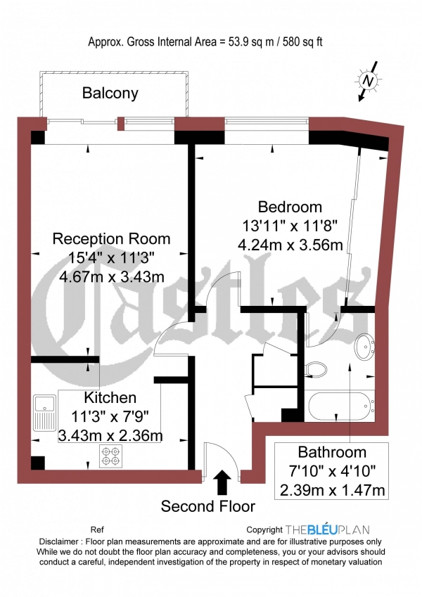 Floor Plan Image for 1 Bedroom Apartment for Sale in North Point, Tottenham Lane, N8