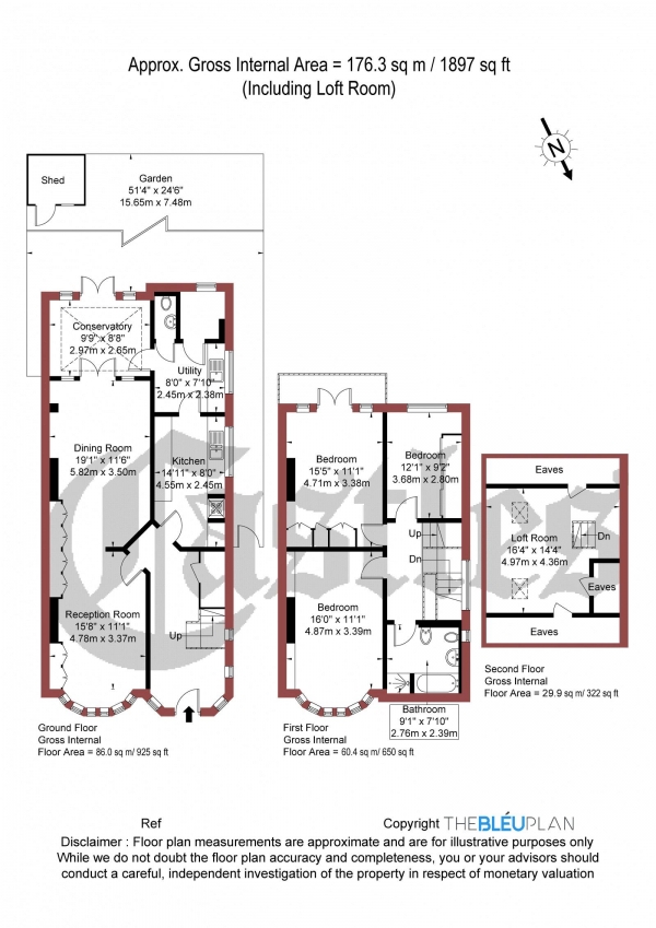 Floor Plan Image for 3 Bedroom Semi-Detached House for Sale in Park Road, N8