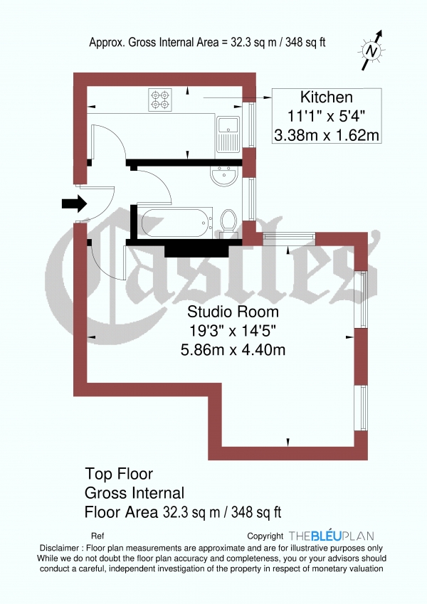 Floor Plan Image for Studio for Sale in Chestnut Court, Middle Lane, N8