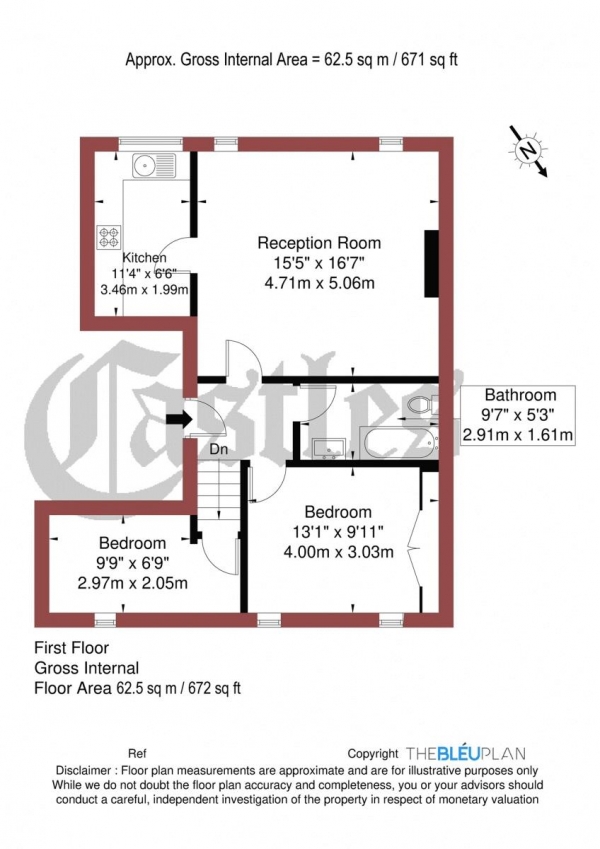 Floor Plan Image for 2 Bedroom Apartment for Sale in Oakfield Road, N4